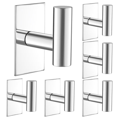 VAEHOLD Wall Towel Hooks, Heavy Duty Sticky Holder Waterproof Towel Hooks for Hanging Coat, Clothes, Closet Hook Wall Mount for Kitchen (Chrome, 2 Pack)