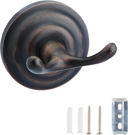 Amazon Basics Zinc Traditional Round Bathroom Towel and Robe Hook, Oil Rubbed Bronze, Easy Installation
