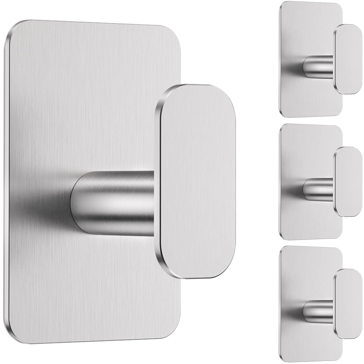 Large Heavy Duty Adhesive Wall Hooks - 26lb Max, Stainless Steel Waterproof Towel Hooks for Hanging Towel, Coat, Robe, Sticky Hooks for Use in Bathroom, Shower, Kitchen, Door(Black, 4 Pack)