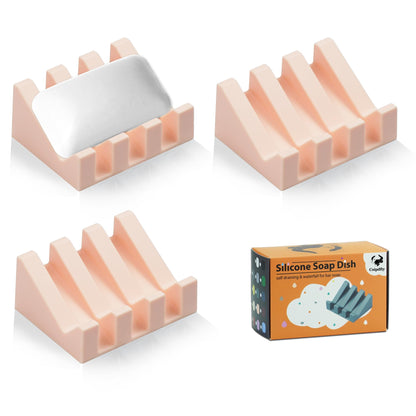 Self Draining Soap Dish Holder,Silicone Soap Dish,for Bathroom,Kitchen, Sponges，Can Extend Soap Life，Keep Soap Bars Dry and Easy Cleaning (White,2-Pack)