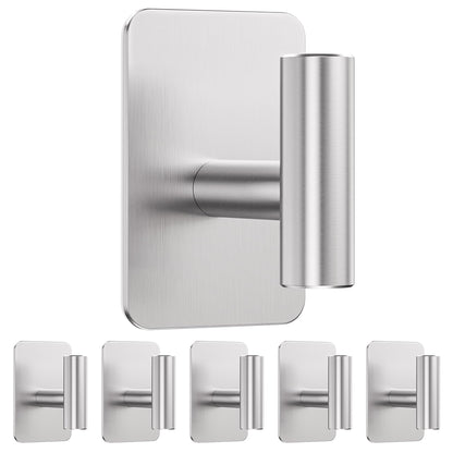 Large Heavy Duty Adhesive Wall Hooks - 26lb Max, Stainless Steel Waterproof Towel Hooks for Hanging Towel, Coat, Robe, Sticky Hooks for Use in Bathroom, Shower, Kitchen, Door(Black, 4 Pack)