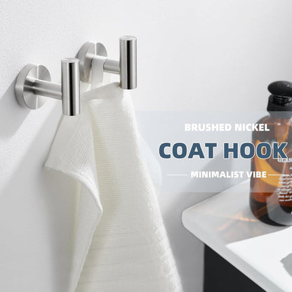 APLusee Brushed Nickel Bathroom Towel Hooks, 2 Pack, 304 Stainless Steel