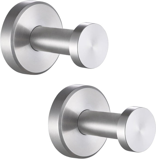 APLusee Brushed Nickel Bath Towel Hooks for Shower, 2 Pack, Wall Mounted