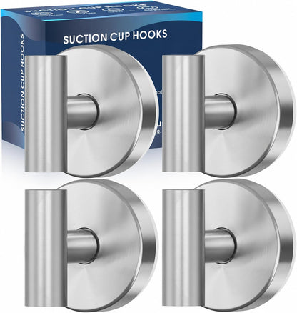MOTAIPEAK Suction Cup Hooks for Shower, No-Drill, Chrome Polished 2-Pack