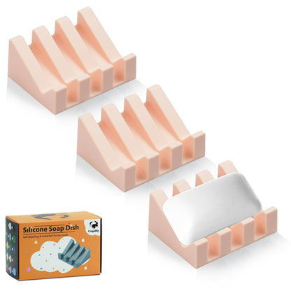 Self Draining Soap Dish Holder,Silicone Soap Dish,for Bathroom,Kitchen, Sponges，Can Extend Soap Life，Keep Soap Bars Dry and Easy Cleaning (White,2-Pack)