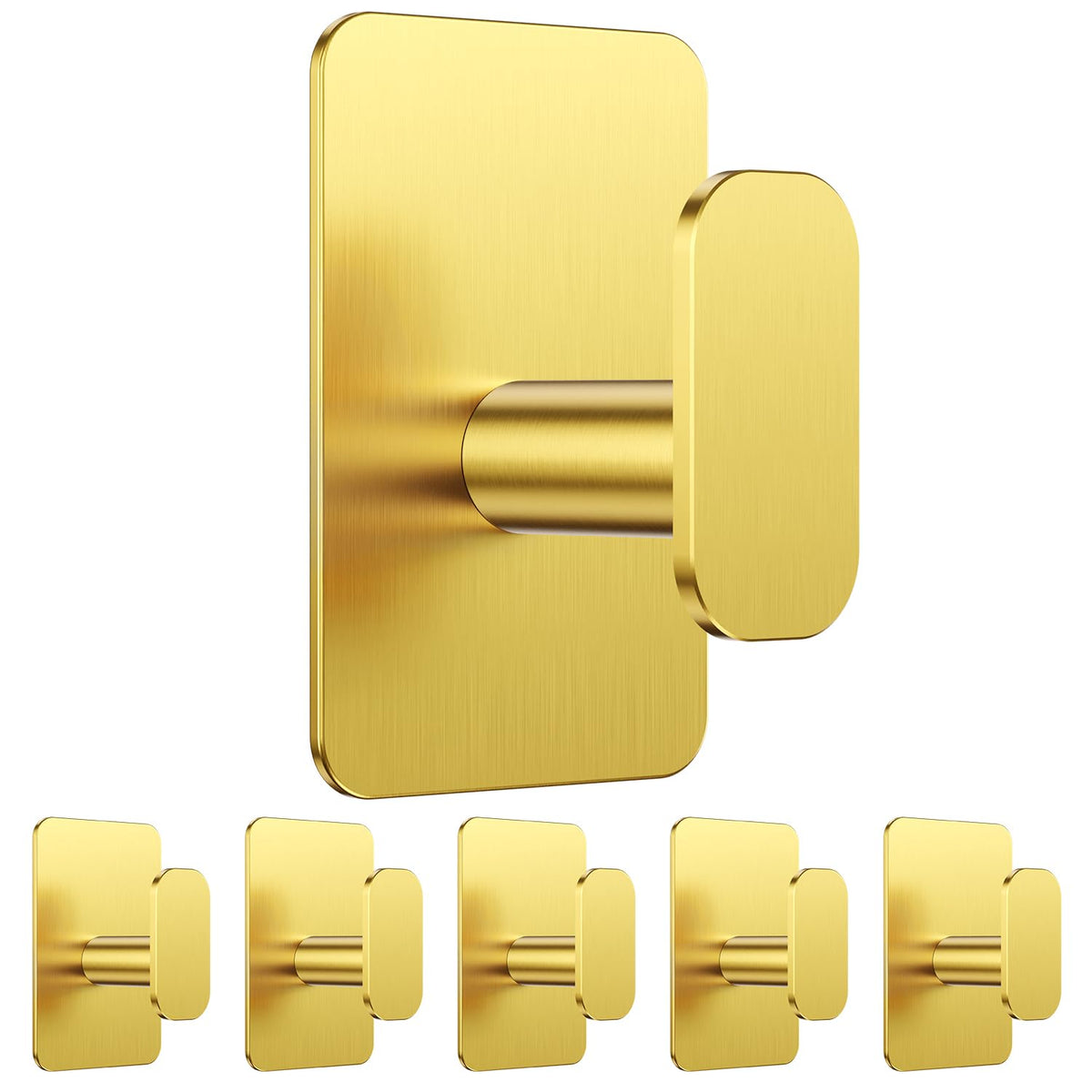 Large Heavy Duty Adhesive Wall Hooks - 26lb Max, Stainless Steel Waterproof Towel Hooks for Hanging Towel, Coat, Robe, Sticky Hooks for Use in Bathroom, Shower, Kitchen, Door(Black, 4 Pack)