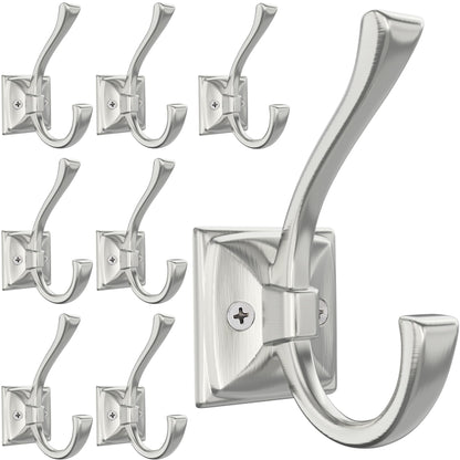 TOFIIGREM 2 Pack Brushed Nickel Towel Robe Hooks, Coat Hooks for Wall Hanging Hat, Key, Bag, Mudroom Hook Entrance Bathroom Door Decorative Heavy Duty Hats Hanger