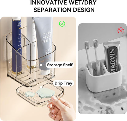 3 Slots Toothbrush Holders with Detachable Dividers for Bathrooms