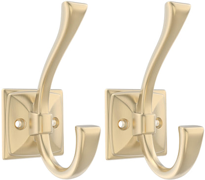 TOFIIGREM 2 Pack Brushed Nickel Towel Robe Hooks, Coat Hooks for Wall Hanging Hat, Key, Bag, Mudroom Hook Entrance Bathroom Door Decorative Heavy Duty Hats Hanger