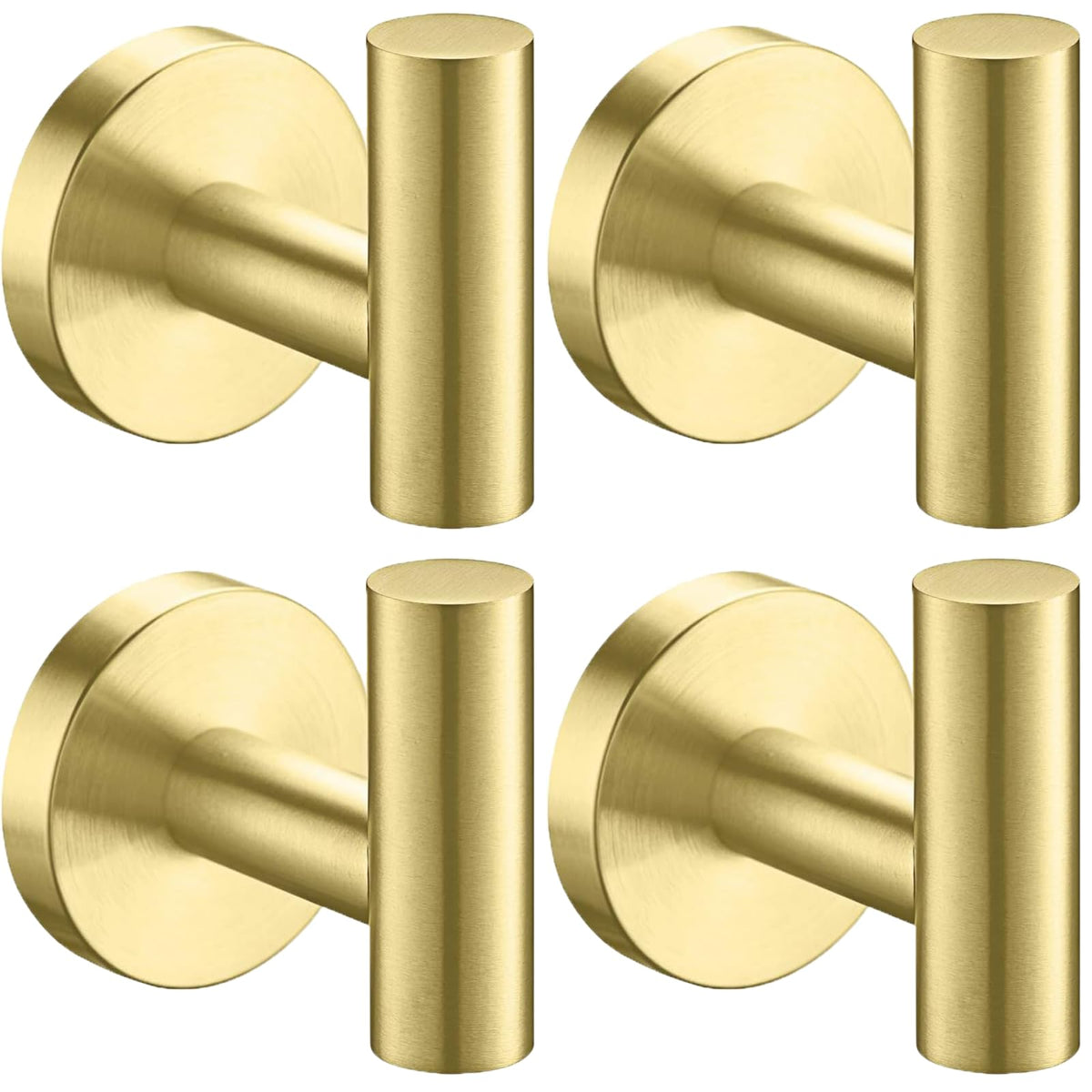 Nolimas Bathroom Towel Hooks SUS 304 Stainless Steel Coat Hook Round Clothes Towel Coat Robe Hook Cabinet Closet Door Sponges Holder for Bath Kitchen Garage Hotel,Wall Mounted,Brushed Gold,2Pack