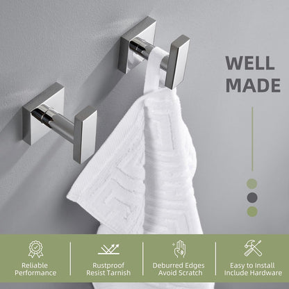Angle Simple Towel Hooks for Bathroom, Polished Chrome, 2 Pack