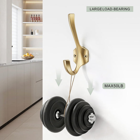 AVICCI 5 Pack Coat Hooks Matte Gold Towel Hooks Robe Hooks for Bathroom Living Room Bedroom Hanger for Robe Dressing Room