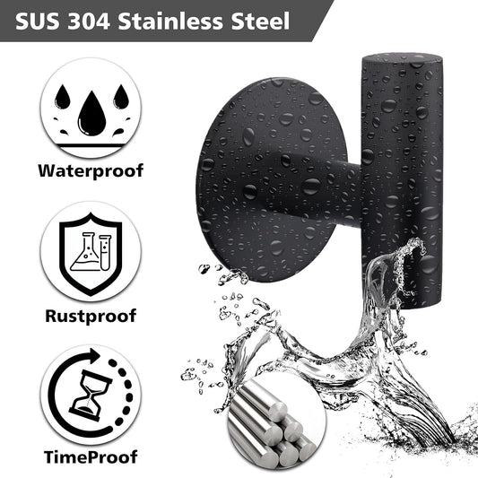 Bntuk Adhesive Hooks Heavy Duty Wall Hooks Stainless Steel Waterproof Shower Hooks, Adhesive Holders Coat Hooks for Hanging, Wall Mounted Towel Hooks for Bathroom Kitchen - 2 Pack