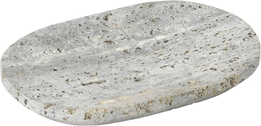 Creative Co-Op Travertine Soap Dish, Grey
