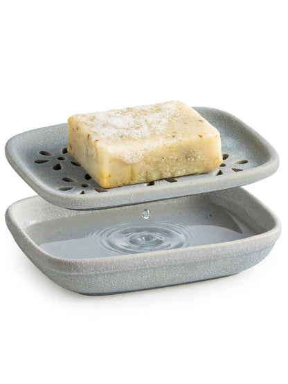 Miamolo Soap Dish for Shower with Drainage, Double Layer, Extends Soap Life