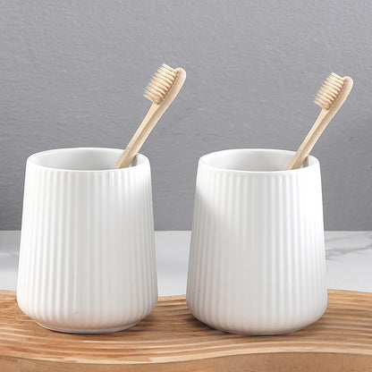 Ceramic Honeycomb Toothbrush Holders for Bathrooms - White Toothbrush Holders, Reusable Toothbrush Cups, Bathroom Tumbler Cups, Mouthwash Cups, Bathroom Counter Organizer