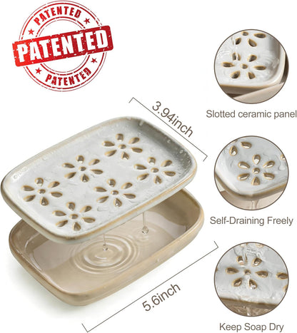 Miamolo Soap Dish for Shower with Drainage, Double Layer, Extends Soap Life
