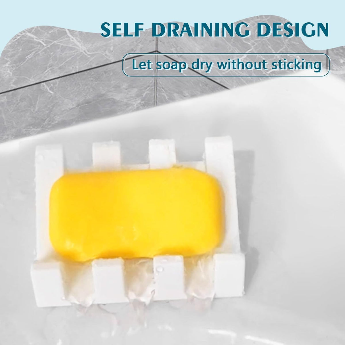 Self Draining Soap Dish Holder,Silicone Soap Dish,for Bathroom,Kitchen, Sponges，Can Extend Soap Life，Keep Soap Bars Dry and Easy Cleaning (White,2-Pack)