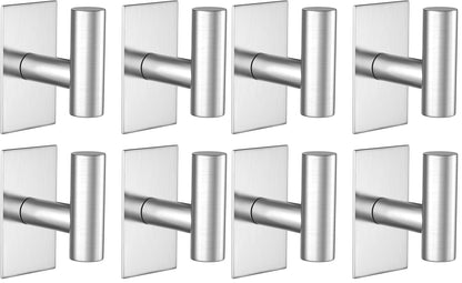 VAEHOLD Wall Towel Hooks, Heavy Duty Sticky Holder Waterproof Towel Hooks for Hanging Coat, Clothes, Closet Hook Wall Mount for Kitchen (Chrome, 2 Pack)