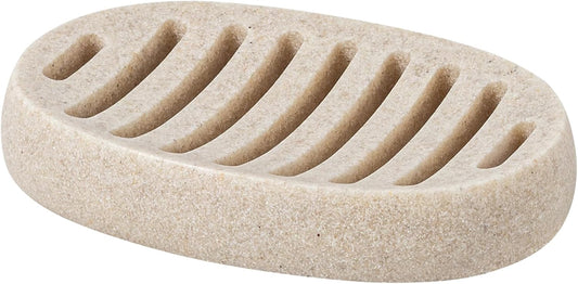 Soap Dish, Simple Oval Bar Soap Holders, Self Draining, Beige