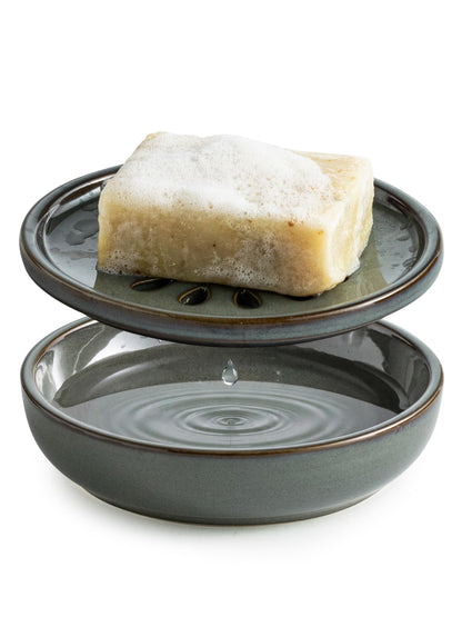 Miamolo Soap Dish for Shower with Drainage, Double Layer, Extends Soap Life