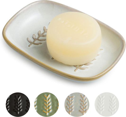 Miamolo Soap Dish for Bar Soap, Ceramic Soap Holder for Shower, Bathroom
