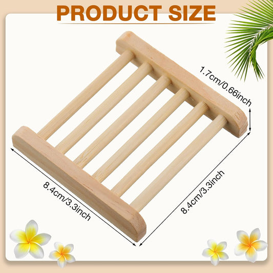 Amyhill 50 Pcs Bamboo Soap Dish Bulk Soap Holder Draining,Wooden Color