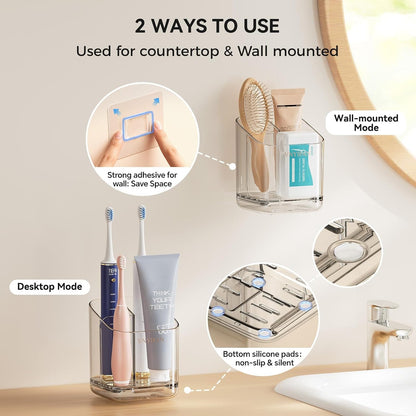 3 Slots Toothbrush Holders with Detachable Dividers for Bathrooms