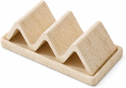 Faux Travertine Soap Dish, Quick-Dry Beige with Removable Drip Tray