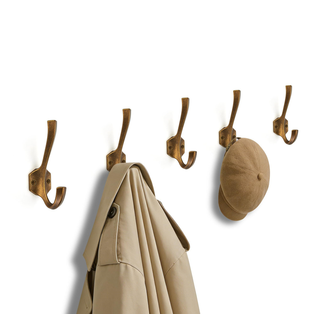 AVICCI 5 Pack Coat Hooks Matte Gold Towel Hooks Robe Hooks for Bathroom Living Room Bedroom Hanger for Robe Dressing Room