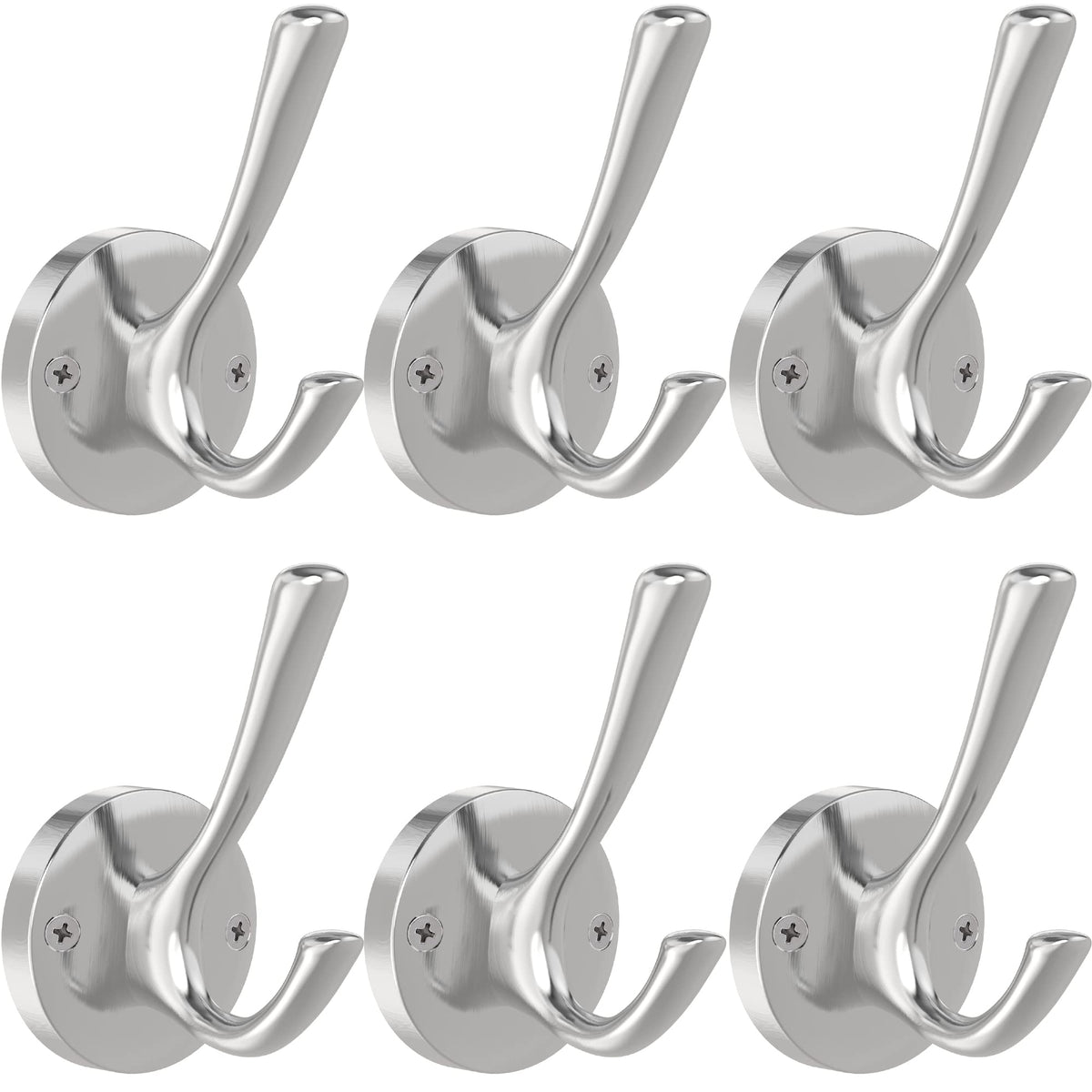 TOFIIGREM Black Towel Hooks, 2 Pack Coat Robe Hook Heavy Duty Metal Double Bathrobe Hook Wall Mounted, Hand Towels Hooks for Cubicle Bathroom Kitchen Closet Garage