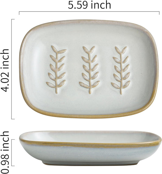 Miamolo Soap Dish for Bar Soap, Ceramic Soap Holder for Shower, Bathroom