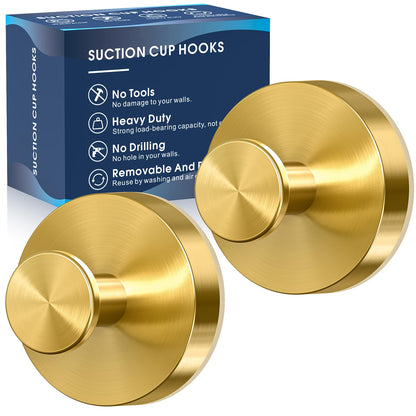 MOTAIPEAK Suction Cup Hooks for Shower, No-Drill, Chrome Polished 2-Pack