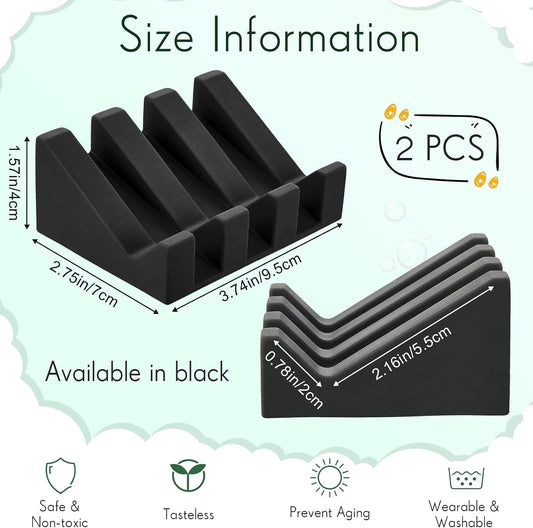 Cunhill 2 Pieces Soap Dish, Silicone, Black