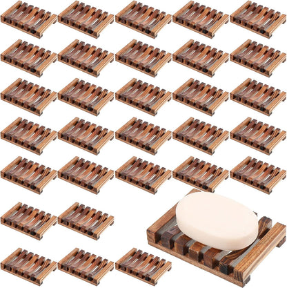 Skylety 50 Pieces Wooden Shower Soap Dish Bulk Soap Holder, Brown Color