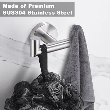 Towel Hooks for Bathrooms,Towel Hook for Kitchen Bathroom,SUS304 Stainless Steel Coat Hook,Heavy Duty Double Holder Robe Hooks for Hanging Towels,Coats,Sponges,Clothes,Wall Mount,Brushed Nickel,2 Pack
