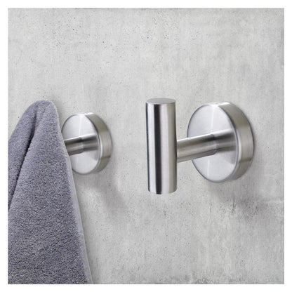 Bntuk Adhesive Hooks Heavy Duty Wall Hooks Stainless Steel Waterproof Shower Hooks, Adhesive Holders Coat Hooks for Hanging, Wall Mounted Towel Hooks for Bathroom Kitchen - 2 Pack