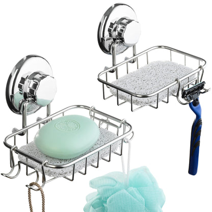 HASKO Suction Cup Soap Dish for Shower Wall, Rustproof Stainless Steel Shower Soap Holder Suction, Bathtub Bathroom Bar Soap Holder, Bronze