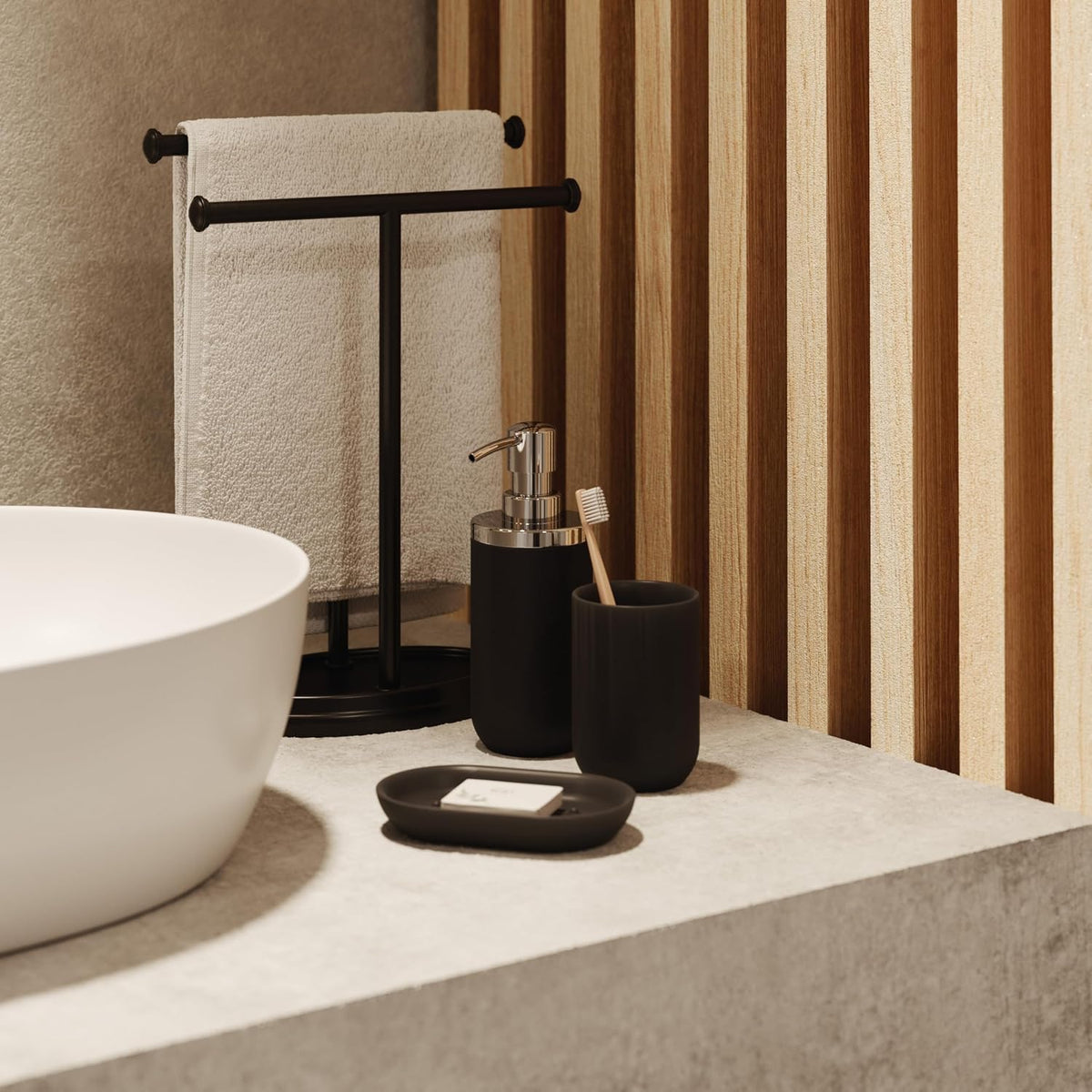 Umbra Junip Soap Holder, Oval Bathroom Soap Dish, Black