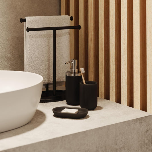 Umbra Junip Soap Holder, Oval Bathroom Soap Dish, Black