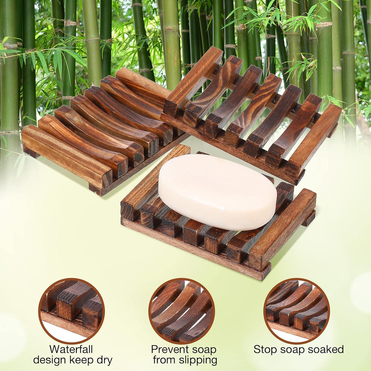Skylety 50 Pieces Wooden Shower Soap Dish Bulk Soap Holder, Brown Color
