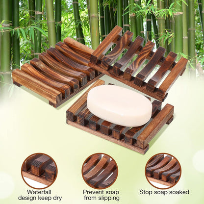 Skylety 50 Pieces Wooden Shower Soap Dish Bulk Soap Holder, Brown Color